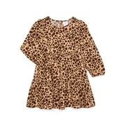 Wonder Nation Toddler Girls Fit and Flare Dress with Long Sleeves, Sizes 12M-5T